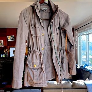 Market & Spruce Grey Cargo Jacket with detachable hood XS
